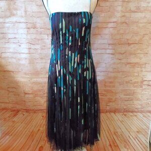 JS Collection Black Cocktail Dress w/Tulle Overlay Size 10